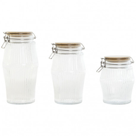 3 Tubs Home ESPRIT Transparent Silicone Bamboo Crystal 13,5 x 13,5 x 27 cm