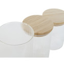 3 toru Home ESPRIT Läbipaistev Silikoon Bambus Borosilikaatklaas 10 x 10 x 22,3 cm