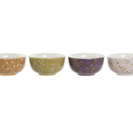 Kauss DKD Home Decor Roheline Roosa Sinep Lillla Dolomite Shabby Chic 600 ml 14 x 14 x 7 cm (4 Ühiku