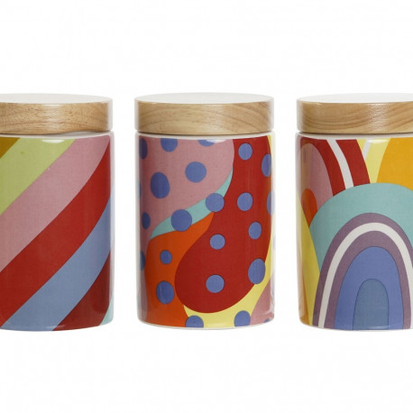 Tin DKD Home Decor Multicolour Natural Bamboo Dolomite 1 L 10 x 10 x 16 cm (3 Units)