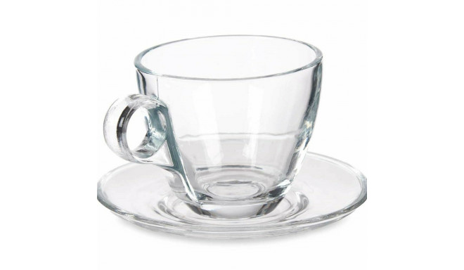 Cup with Plate Transparent Glass 170 ml (6 Units)