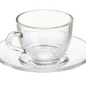 Cup with Plate Transparent Glass 85 ml (6 Units)