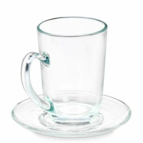 Cup with Plate Vivalto 41089 41089 Transparent Glass 200 ml (6 Units)