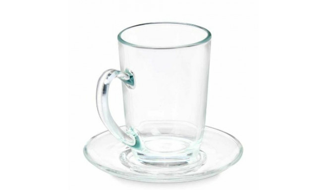 Cup with Plate Transparent Glass 200 ml (6 Units)