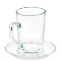 Cup with Plate Transparent Glass 200 ml (6 Units)