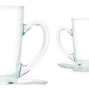 Cup with Plate Transparent Glass 200 ml (6 Units)