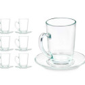 Cup with Plate Transparent Glass 200 ml (6 Units)