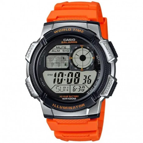 Meeste Kell Casio WORLD TIME ILLUMINATOR Oranž (Ø 43 mm)