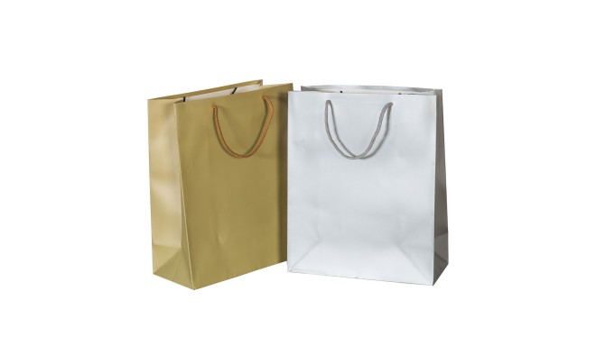 Gift bag BLANK, M, mix 2 designs - mat silver / mat gold