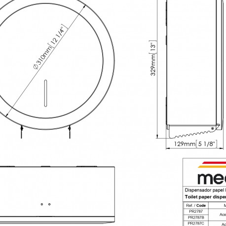MEDICLINICS PR2787 TOILET PAPER DISP. INDUST.27,5Øcm, WHITE