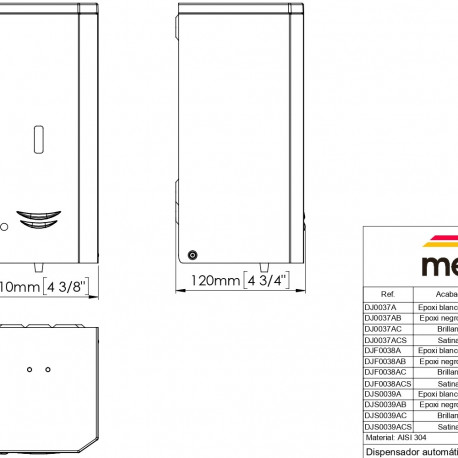 MEDICLINICS DJ0037A SOAP DISPENSER ST. STEEL WHITE, AUTO