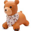 Skoczek gumowy dla dzieci TEDDY 52 cm brązowy z bandaną do skakania z pompką