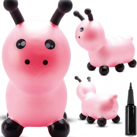 Kummist hüppeloom Röövik 55cm pumbaga, roosa