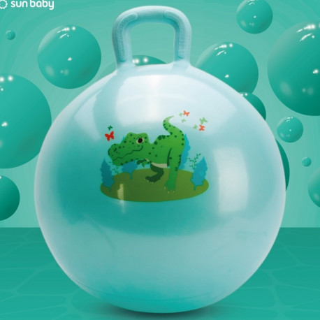 Skoczek dla dzieci PIŁKA gumowa 60 cm zielona do skakania z pompką