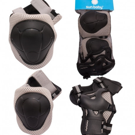 Ochraniacze na kolana TRACKER - SUN BABY, łokcie i nadgarstki na rolki, hulajnogę rozmiar S - szary
