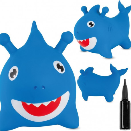 Skoczek gumowy dla dzieci REKIN BABY SHARK 62 cm niebieski do skakania z pompką