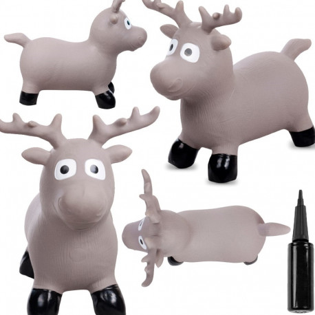 Skoczek gumowy dla dzieci RENIFER 68 cm brązowy do skakania z pompką