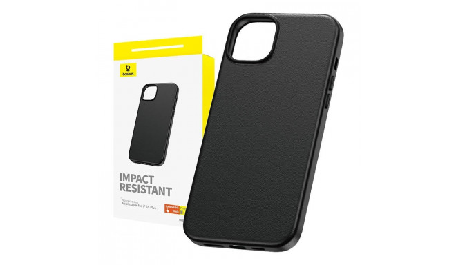 Phone Case for iPhone 15 Plus Baseus Fauxther Series (Black)