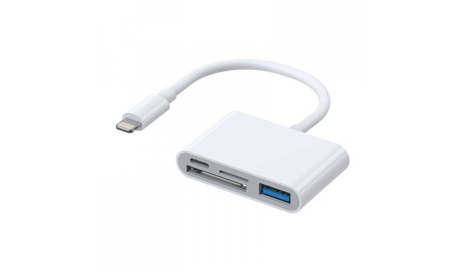 Joyroom adapter Lightning - USB/mälukaardilugeja  OTG S-H142 SD, valge