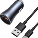 Baseus Golden Contactor Pro car charger, USB + USB-C, QC4.0+, PD, SCP, 40W (gray)