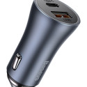 Baseus Golden Contactor Pro car charger, USB + USB-C, QC4.0+, PD, SCP, 40W (gray)