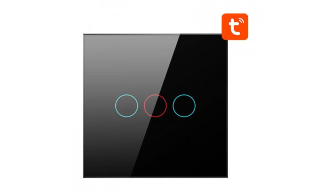 Smart Light Switch ZigBee Avatto ZTS02-EU-B3 3 Way TUYA (black)