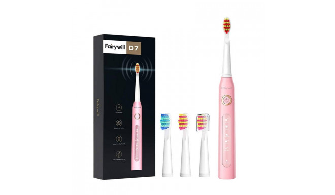 Sonic electric toothbrush with head set FairyWill FW507, pink