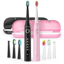 Sonic toothbrushes with head set and case FairyWill FW-507 (Black and pink)