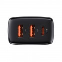 Charger Baseus Compact Quick Charger, 2xUSB, USB-C, PD, 3A, 30W (czarna)