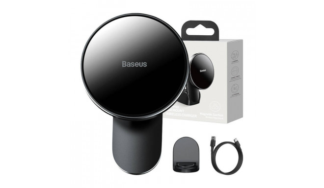 Baseus Big Energy car mount with wireless charger 15W for Iphone 12 / Iphone 13 (Black)