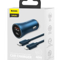 Baseus Golden Contactor Pro car charger, USB + USB-C, QC4.0+, PD, SCP, 40W (blue) + USB-C - Lightnin