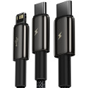 USB cable 3in1 Baseus Tungsten Gold, USB to micro USB / USB-C / Lightning, 3.5A, 1.5m (black)