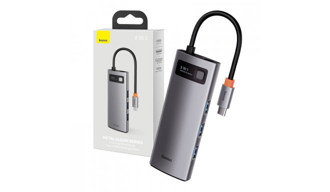 Hub 5in1 Baseus Metal Gleam Series, USB-C to 3x USB 3.0 + HDMI + USB-C PD