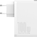 Travel Charger Baseus GaN2 Pro Quick  2x USB + 2x USB-C, 100W, EU (white)