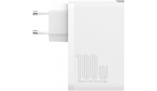 Travel Charger Baseus GaN2 Pro Quick  2x USB + 2x USB-C, 100W, EU (white)