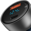 Dual Quick Charger Car Charger Baseus Particular Digital Display QC+PPS 65W (Silver)