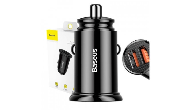 Baseus Circular 2xUSB QC3.0 5A 30W car charger (black)