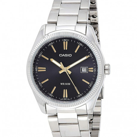 Meeste Kell Casio DATE Must Hõbedane (Ø 39 mm)