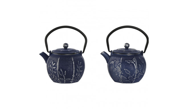 Teapot Home ESPRIT Blue White Stainless steel Iron 600 ml (2 Units)