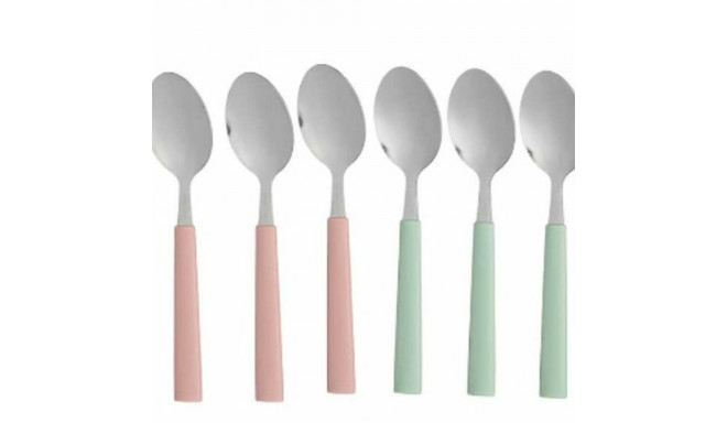 Dessert spoon set Kinvara CN-KT166096-1T Green Pink Silver Stainless steel Plastic 15,7 cm Dessert (