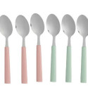 Set of Spoons Dessert Green Pink Silver Stainless steel Plastic 15,7 cm (12 Units)