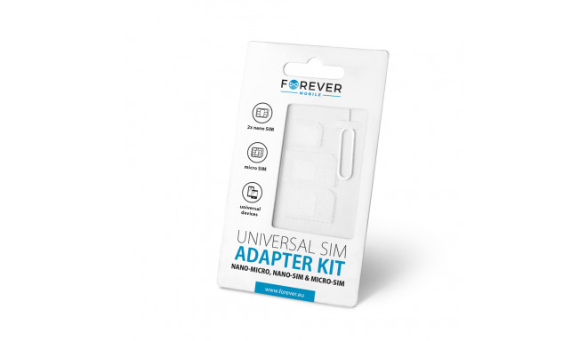Forever SIM-kaardi adapterikomplekt + nõel valge