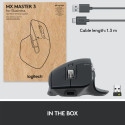 Logitech MX Master 3S for Business Mouse RF Wireless + Bluetooth, Laser, 8000 DPI, Graphite