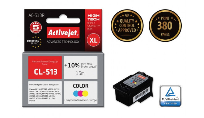 Activejet AC-513R Ink cartridge (replacement for Canon CL-513; Premium; 15 ml; color)