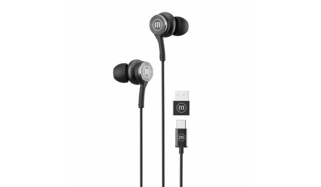 Maxell XC1 USB-C juhtmega kõrvaklapid USB-A adapteriga must