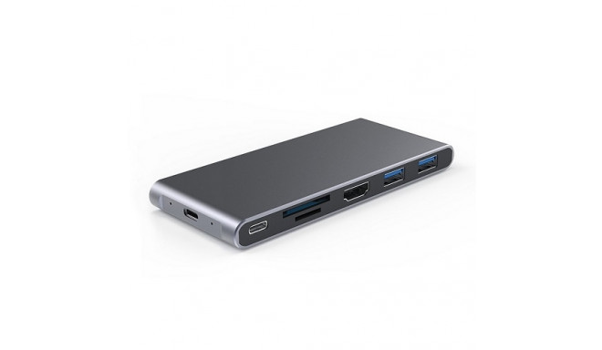 Aдаптер USB-C - HDMI, 2x USB 3.0, SD, TF, PD60W + M.2 NGFF SSD Case