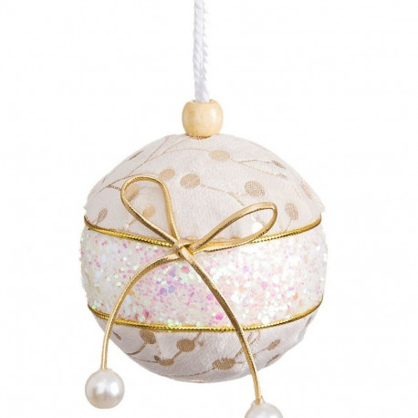 Christmas Baubles White Golden Polyfoam Fabric Lasso 6 x 6 x 6 cm (6 Units)