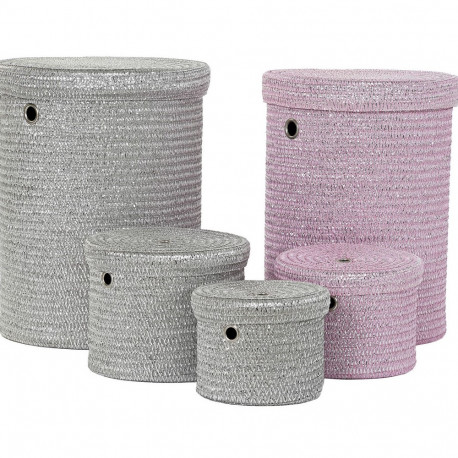 Multi-purpose basket DKD Home Decor Grey Pink polypropylene 42 x 42 x 52,5 cm 4 Kg