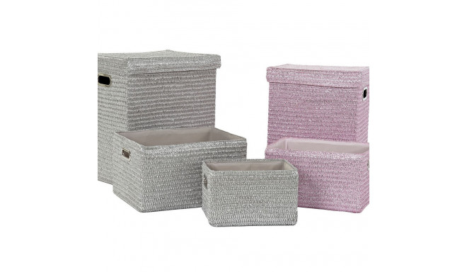 Daudzfunkcionāls grozs DKD Home Decor Rozā Sudrabains polipropilēns 44 x 36 x 50 cm 4 Kg 5 Daudzums