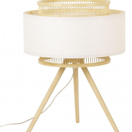 Desk lamp DKD Home Decor Brown Polyester White Bamboo (36 x 36 x 48 cm)